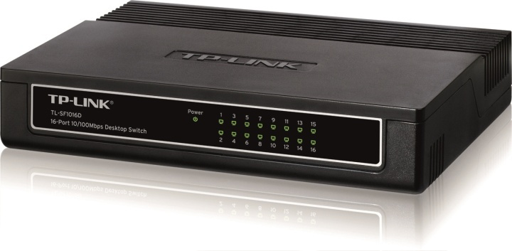 TP-LINK verkkokytkin, 16 porttia, 10/100 Mbps, RJ45, Auto MDI/MDIX ryhmässä TIETOKOONET & TARVIKKEET / Verkko / Kytkimet @ TP E-commerce Nordic AB (38-55806)