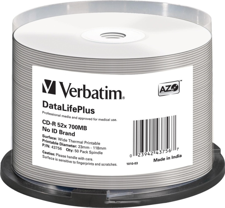 Verbatim CD-R 52x 700MB/80min, 50-pakkaus spindle ryhmässä KODINELEKTRONIIKKA / Tallennusvälineet / CD/DVD/BD-levyt / CD-R @ TP E-commerce Nordic AB (38-55901)