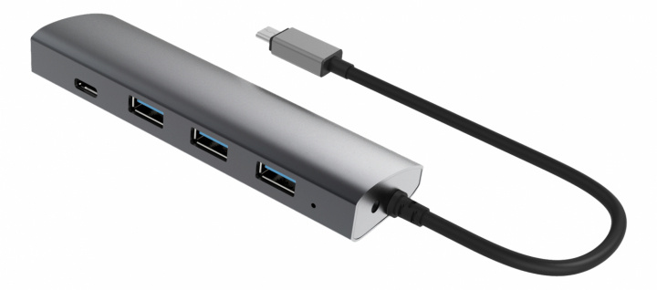 Winstar 4-port USB Hubb, Typ C, Typ A, aluminium ryhmässä TIETOKOONET & TARVIKKEET / Tietokonetarvikkeet / USB-telakat @ TP E-commerce Nordic AB (38-55983)