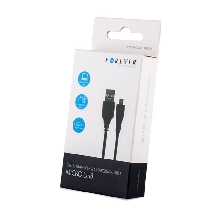 Forever microUSB kaapeli, 3 metriä, musta ryhmässä TIETOKOONET & TARVIKKEET / Kaapelit & Sovittimet / USB / Micro-USB / Kaapelit @ TP E-commerce Nordic AB (38-56694)