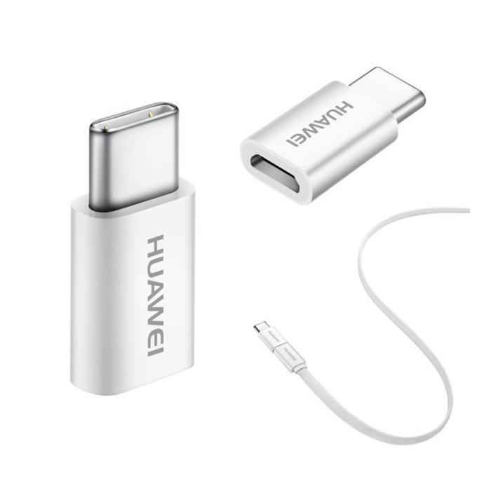 Huawei adapter microUSB till USB-C, vit/silver ryhmässä ÄLYPUHELIMET JA TABLETIT / Laturit & Kaapelit / Sovittimet @ TP E-commerce Nordic AB (38-56711)