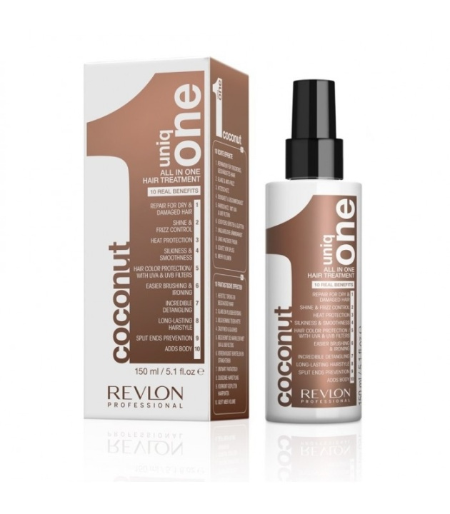 Revlon Uniq One All in One Hair Treatment Coconut 150ml ryhmässä KAUNEUS JA TERVEYS / Hiukset &Stailaus / Hiustenhoito / Hoitoainesuihke/Leave-in @ TP E-commerce Nordic AB (38-56952)