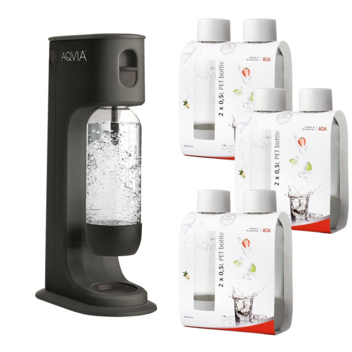 AGA Aqvia Balance (Black) + 6 x 0,5L PET-flaskor ryhmässä KOTI, TALOUS JA PUUTARHA / Kodinkoneet / Vesi ja mehu / Hiilihapotuslaitteet / Hiilihapotuslaitteet @ TP E-commerce Nordic AB (38-5877PKT3)