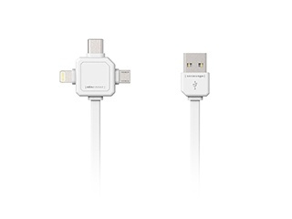 ALLOC Power USB Multicable, 1,5m, Type C, Lightning, Micro USB, valk. ryhmässä ÄLYPUHELIMET JA TABLETIT / Laturit & Kaapelit / Kaapelit / Lightning kaapelit @ TP E-commerce Nordic AB (38-61174)