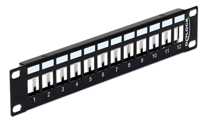 Delock 10″ 12 Porttinen kytkentäpaneeli, 1U, metallia, musta ryhmässä TIETOKOONET & TARVIKKEET / Tietokonetarvikkeet / Muut @ TP E-commerce Nordic AB (38-61412)