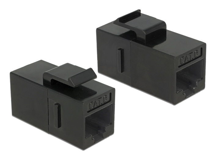 DeLock 86381 Keystone Module RJ45 jack to RJ45 jack Cat.6 UTP black ryhmässä TIETOKOONET & TARVIKKEET / Kaapelit & Sovittimet / Verkko / Sovittimet & Liittimet @ TP E-commerce Nordic AB (38-61424)