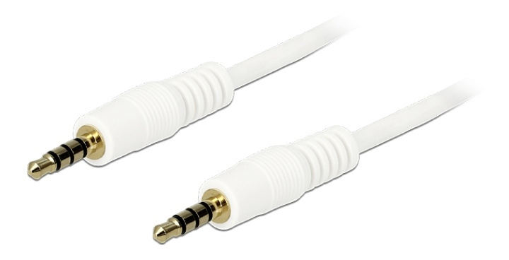 DeLOCK äänikaapeli, 3,5mm 4-pin uros - uros, 24 AWG, 3m, valkoinen ryhmässä KODINELEKTRONIIKKA / Kaapelit & Sovittimet / Analoginen ääni / 3.5 mm @ TP E-commerce Nordic AB (38-61476)