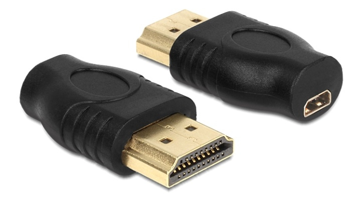 DeLOCK Micro HDMI - HDMI -sovitin, HDMI Micro-D 19-pin naa, HDMI-A ur ryhmässä KODINELEKTRONIIKKA / Kaapelit & Sovittimet / HDMI / Sovittimet @ TP E-commerce Nordic AB (38-61480)