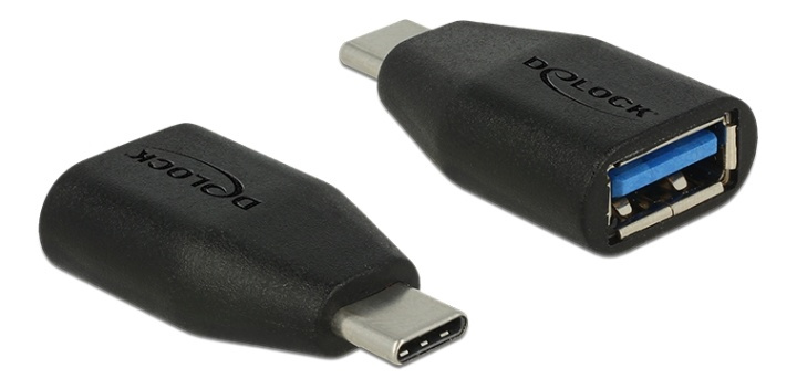 Delock SuperSpeed adapter USB-C male to USB-A female, 10 Gbps, black ryhmässä TIETOKOONET & TARVIKKEET / Kaapelit & Sovittimet / USB / USB-A / Sovittimet @ TP E-commerce Nordic AB (38-61522)