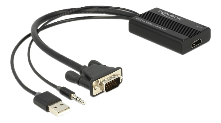 Delock VGA to HDMI Adapter with Audio ryhmässä KODINELEKTRONIIKKA / Kaapelit & Sovittimet / HDMI / Sovittimet @ TP E-commerce Nordic AB (38-61532)