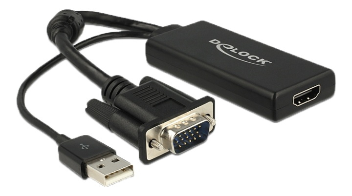 DeLOCK VGA-HDMI-sovitin äänen kanssa musta ryhmässä TIETOKOONET & TARVIKKEET / Kaapelit & Sovittimet / VGA / Sovittimet @ TP E-commerce Nordic AB (38-61533)