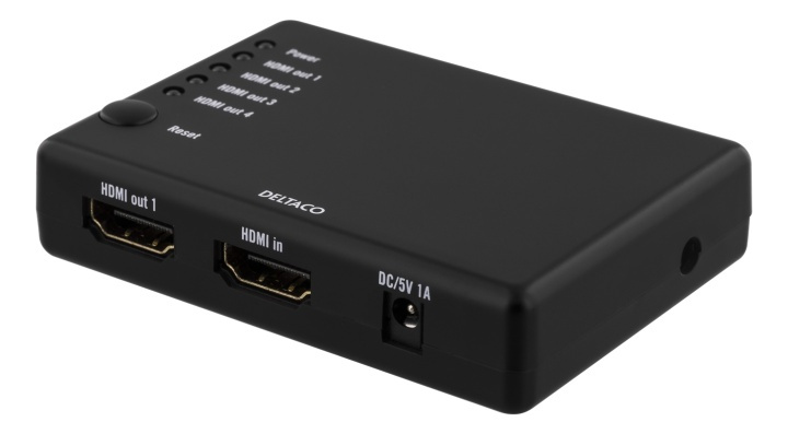 DELTACO HDMI-jakaja, 1 HDMI-tulo, 4 HDMI-lähtöä, 6,75Gbit/s, musta ryhmässä TIETOKOONET & TARVIKKEET / Kaapelit & Sovittimet / Adapterit @ TP E-commerce Nordic AB (38-61609)