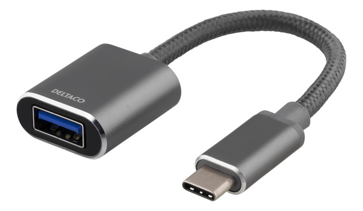 DELTACO sovitin USB-C 3.1 - USB-A OTG, alumiinia, myyntipakk., harmaa ryhmässä TIETOKOONET & TARVIKKEET / Kaapelit & Sovittimet / USB / USB-C @ TP E-commerce Nordic AB (38-61780)