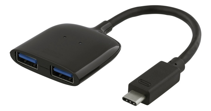 DELTACO USB-C mini hubb, 2x USB-A-portar 3.1, 5Gbps, 0,9A, svart ryhmässä TIETOKOONET & TARVIKKEET / Tietokonetarvikkeet / USB-telakat @ TP E-commerce Nordic AB (38-61797)