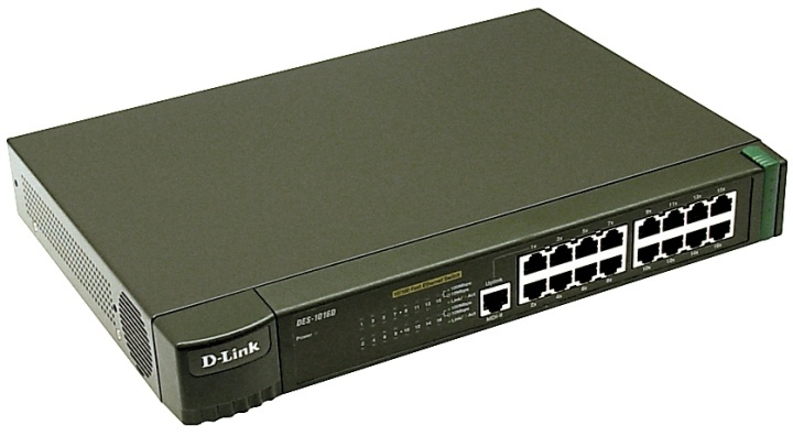 D-Link switch 16x10/100Mbps, NWay, uplink, Fyndvara ryhmässä TIETOKOONET & TARVIKKEET / Verkko / Kytkimet @ TP E-commerce Nordic AB (38-61985D)
