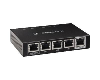 Ubiquiti EdgeRouter X, 5-Ports, Gigabit, Passive PoE, black ryhmässä TIETOKOONET & TARVIKKEET / Verkko / PoE @ TP E-commerce Nordic AB (38-62557)