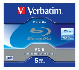 Verbatim BD-R SL Datalife, 25GB, 6x-nopeus, 5 kpl pakkaus, BD-R 1.3 ryhmässä KODINELEKTRONIIKKA / Tallennusvälineet / CD/DVD/BD-levyt / Blu-Ray @ TP E-commerce Nordic AB (38-62606)