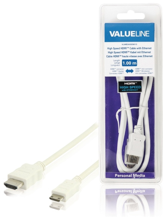 Valueline High Speed HDMI-kaapeli Ethernet HDMI-Liitin - HDMI Mini 1.00 m Valkoinen ryhmässä KODINELEKTRONIIKKA / Kaapelit & Sovittimet / HDMI / Kaapelit @ TP E-commerce Nordic AB (38-63853)