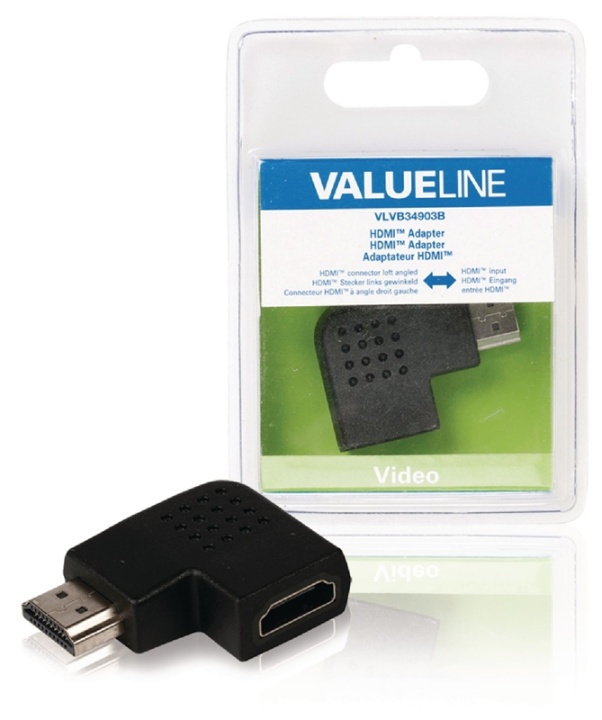 Valueline High Speed HDMI Ethernet Sovitin Kulma vasemmalle HDMI-Liitin - HDMI Naaras Musta ryhmässä KODINELEKTRONIIKKA / Kaapelit & Sovittimet / HDMI / Sovittimet @ TP E-commerce Nordic AB (38-63869)