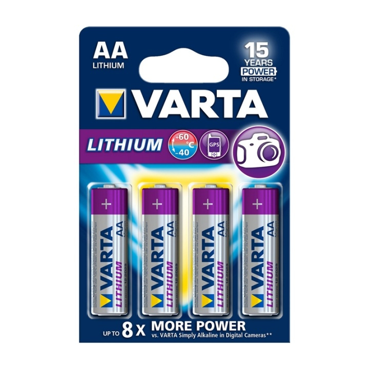 Varta Litium Paristo AA | 1.5 V DC | 2900 mAh | 4-Blister-kortti | Harmaa / Hopea ryhmässä KODINELEKTRONIIKKA / Paristot & Laturit / Akut / AA @ TP E-commerce Nordic AB (38-63998)