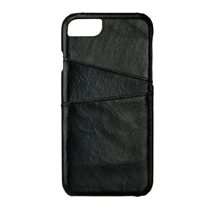 Onsala COLLECTION Mobilskal Skinn Svart med Kortfack iPhone 6/7/8/SE ryhmässä ÄLYPUHELIMET JA TABLETIT / Puhelimen suojakotelo / Apple / iPhone 6/6S / Suoja @ TP E-commerce Nordic AB (38-64328)