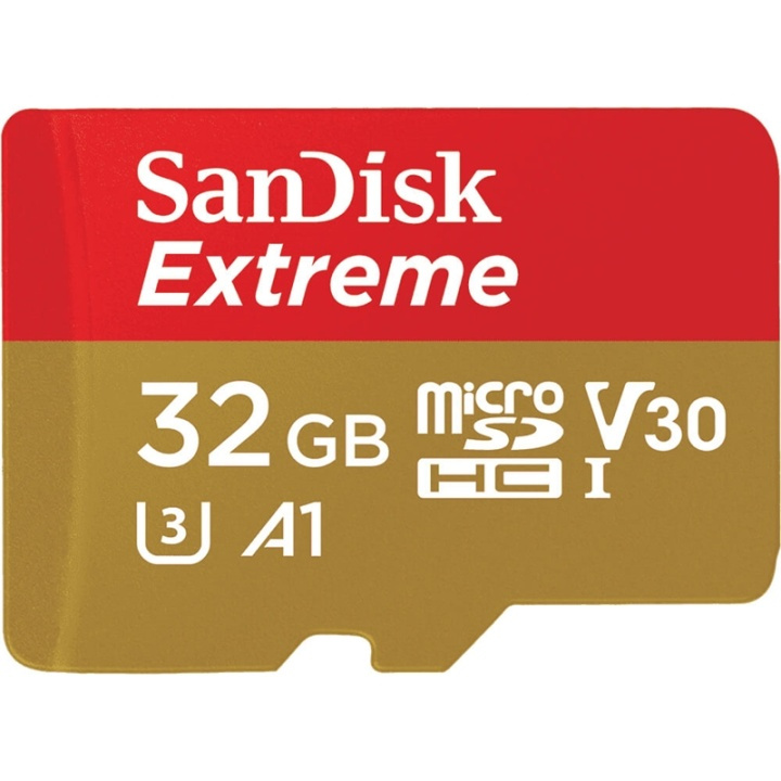 SANDISK MicroSDXC Extreme 32GB 100MB/s A2 C10 V30 UHS-I U3 ryhmässä KODINELEKTRONIIKKA / Tallennusvälineet / Muistikortit / MicroSD/HC/XC @ TP E-commerce Nordic AB (38-65328)