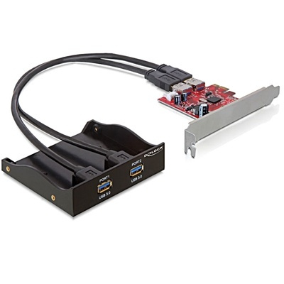 DeLOCK PCIe x1 kortti USB3.0, 2xUSB A porttia edustasssa, floppy-virta ryhmässä TIETOKOONET & TARVIKKEET / Verkko / Verkkokortti / PCI Express langaton @ TP E-commerce Nordic AB (38-66924)