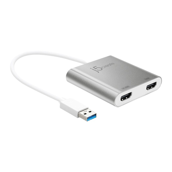 J5 USB 3.0 to Dual HDMI, Multi-Montior Adapter, 4K, USB 3.0, silver ryhmässä KODINELEKTRONIIKKA / Kaapelit & Sovittimet / HDMI / Sovittimet @ TP E-commerce Nordic AB (38-66949)