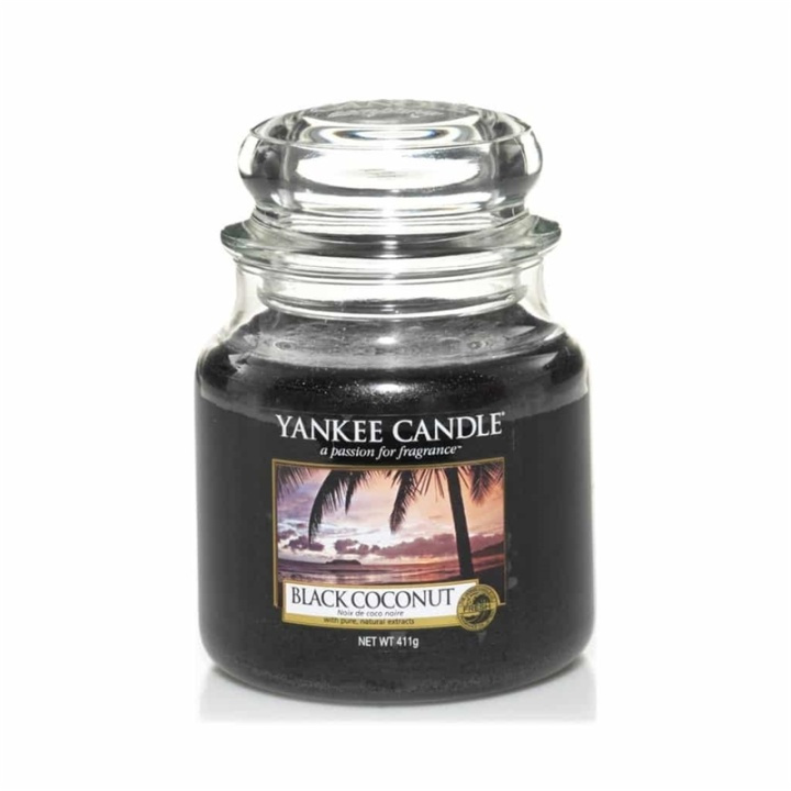 Yankee Candle Classic Medium Jar Black Coconut Candle 411g ryhmässä KAUNEUS JA TERVEYS / Tuoksut & Parfyymit / Muut tuoksut / Tuoksukynttilät @ TP E-commerce Nordic AB (38-67660)