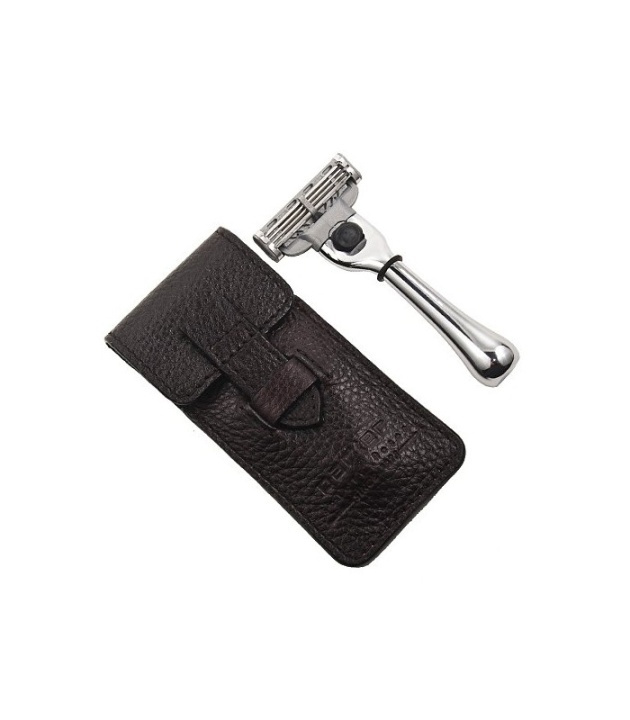 Parker TM-3 Travel Mach-3 Razor with Leather Pouch ryhmässä KAUNEUS JA TERVEYS / Hiukset &Stailaus / Sheivaus ja trimmaus / Partahöylät & Tarvikkeet @ TP E-commerce Nordic AB (38-70083)