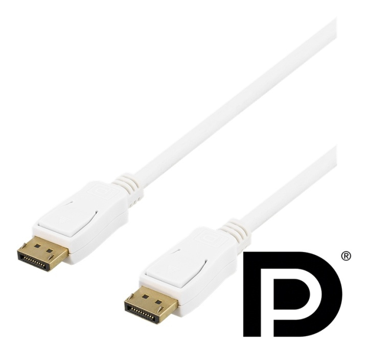 DELTACO DisplayPort-kaapeli, 2m, 4K UHD, DP 1.2, valkoinen ryhmässä TIETOKOONET & TARVIKKEET / Kaapelit & Sovittimet / DisplayPort / Kaapelit @ TP E-commerce Nordic AB (38-71626)