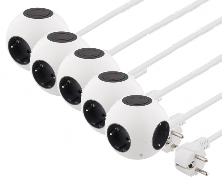 5-pack DELTACO pyöreä haaroituspistorasia, 4xCEE 7/4, 1xCEE 7/7, valk. ryhmässä KOTI, TALOUS JA PUUTARHA / Sähkö & Valaistus / Jatkojohdot @ TP E-commerce Nordic AB (38-71632PKT)