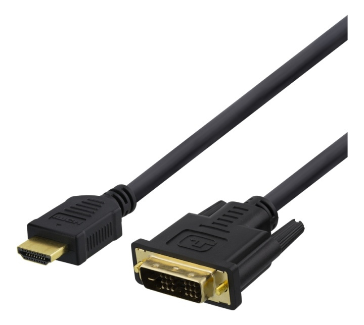 DELTACO HDMI - DVI-kaapeli, 1m, Full HD, musta ryhmässä TIETOKOONET & TARVIKKEET / Kaapelit & Sovittimet / DVI / Kaapelit @ TP E-commerce Nordic AB (38-71647)