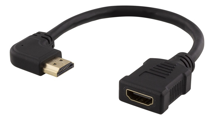 DELTACO HDMI-sovitin, 0,2m, taipuisa, lovitettu oikealta, UHD, musta ryhmässä KODINELEKTRONIIKKA / Kaapelit & Sovittimet / HDMI / Sovittimet @ TP E-commerce Nordic AB (38-71660)