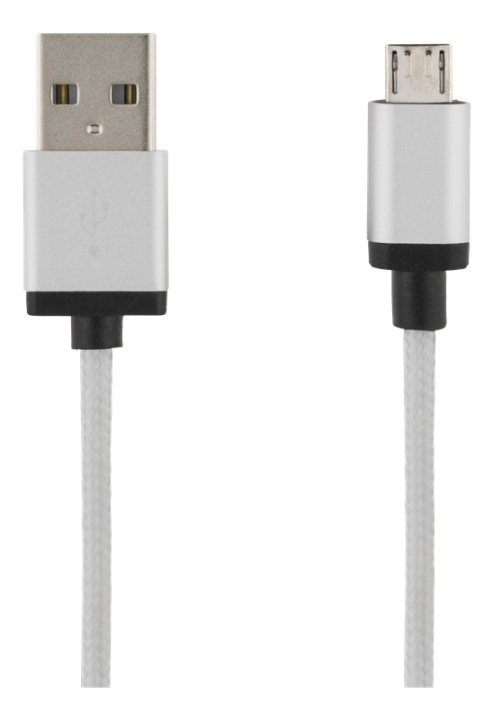 DELTACO USB-kaapeli, kangaspääll., Type A ur - Type Micro B, 1m, hopea ryhmässä ÄLYPUHELIMET JA TABLETIT / Laturit & Kaapelit / Kaapelit / MicroUSB-kaapelit @ TP E-commerce Nordic AB (38-71676)