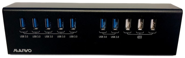 External USB 3.0 Hub, 10x USB-A, 7x USB 3.0, 3x USB 5V/2,1A, black ryhmässä TIETOKOONET & TARVIKKEET / Tietokonetarvikkeet / USB-telakat @ TP E-commerce Nordic AB (38-71805)