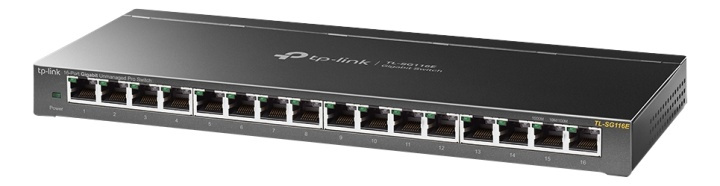 TP-Link TL-SG116E, 16-Port Gigabit Unmanaged Pro Switch, black ryhmässä TIETOKOONET & TARVIKKEET / Verkko / Kytkimet / 10/100/1000Mbps @ TP E-commerce Nordic AB (38-71988)