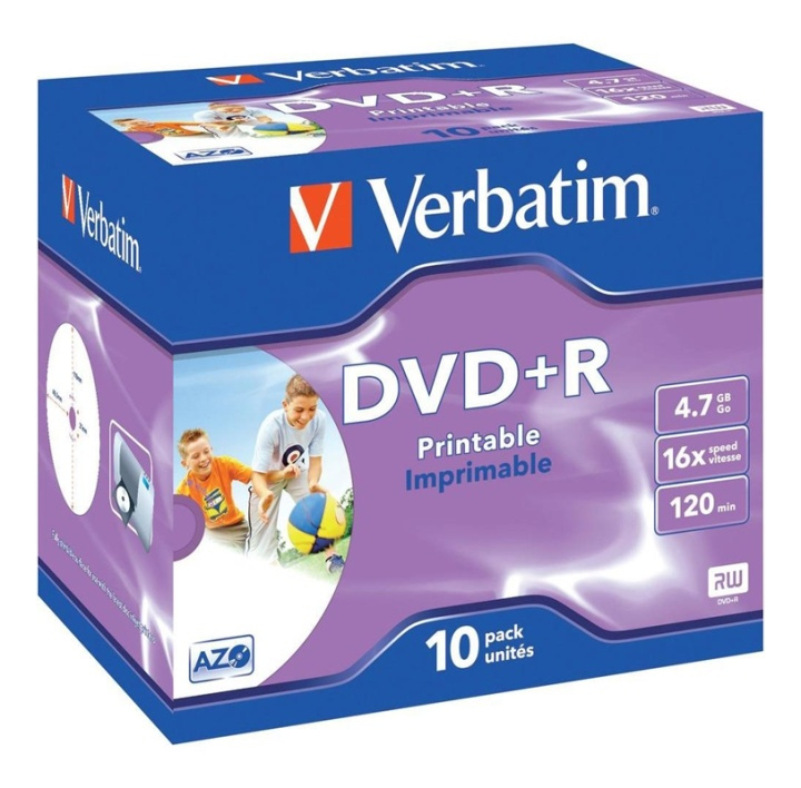 Verbatim DVD+R, 16x, 4,7 GB/120 min,10-pakkaus jewel case, AZO ryhmässä KODINELEKTRONIIKKA / Tallennusvälineet / CD/DVD/BD-levyt / DVD+R @ TP E-commerce Nordic AB (38-72000)