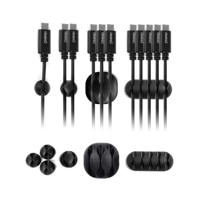 Desire2 Kabelclips Tidy 10pack Svart 4x1 kabel, 2x2 kablar, 2x3 kablar, 2x4 kablar ryhmässä KODINELEKTRONIIKKA / Kaapelit & Sovittimet / Kaapelinhallinta @ TP E-commerce Nordic AB (38-72015)
