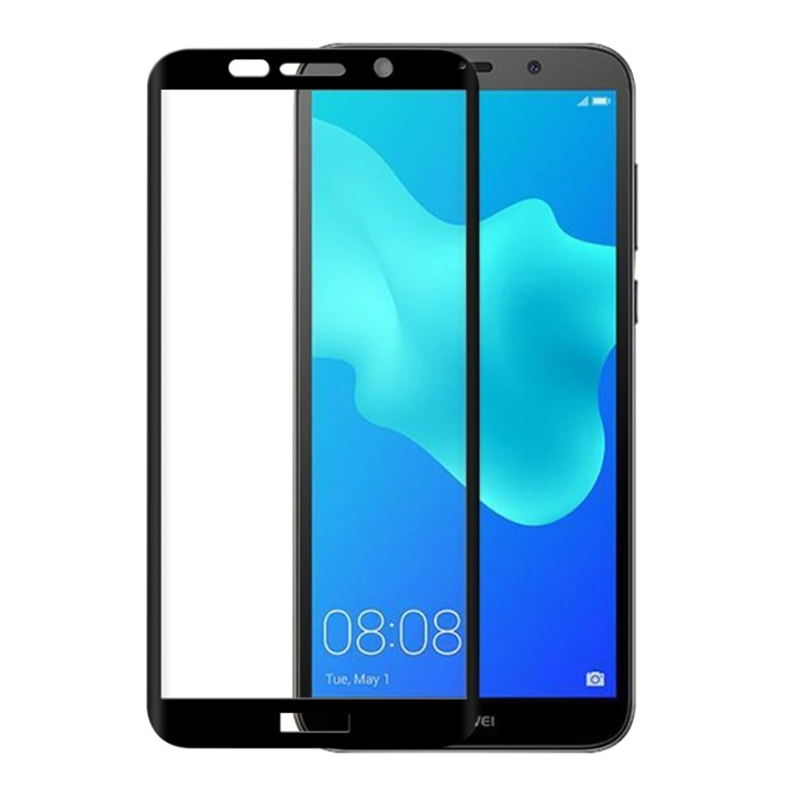 GEAR Panssarilasi 3D Full Cover Musta Huawei Y5 2018 ryhmässä ÄLYPUHELIMET JA TABLETIT / Puhelimen suojakotelo / Huawei @ TP E-commerce Nordic AB (38-72075)