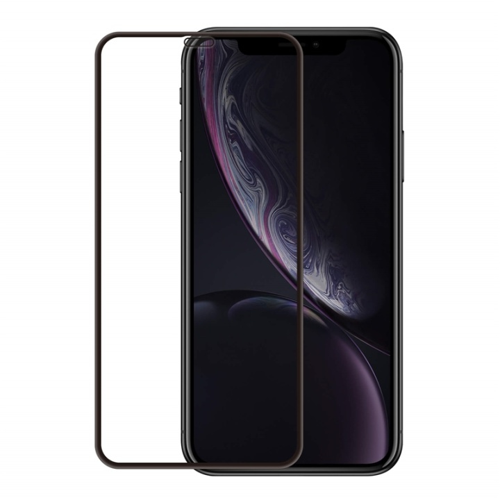 Gear Glass Prot. Curved Black Frame 3D PLATINUM iPhone XR/11 ryhmässä ÄLYPUHELIMET JA TABLETIT / Puhelimen suojakotelo / Apple / iPhone XR / Näytönsuoja @ TP E-commerce Nordic AB (38-72087)