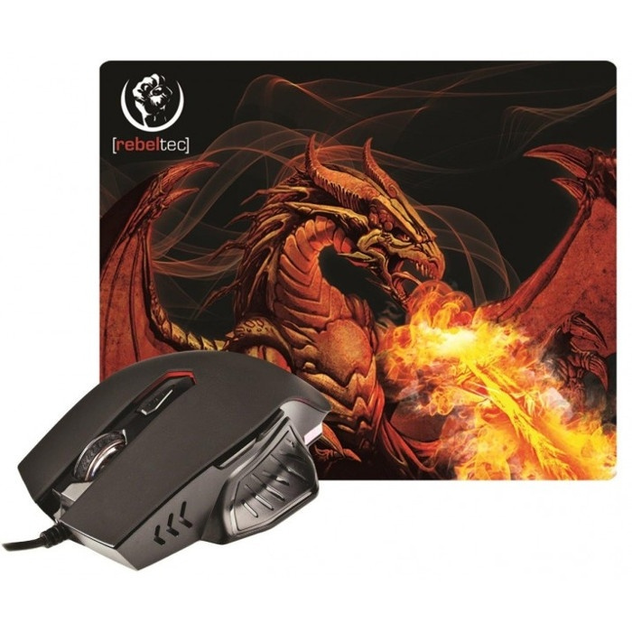 Rebeltec Red Dragon set med mus + musmatta ryhmässä TIETOKOONET & TARVIKKEET / GAMING / Hiiret @ TP E-commerce Nordic AB (38-72378)