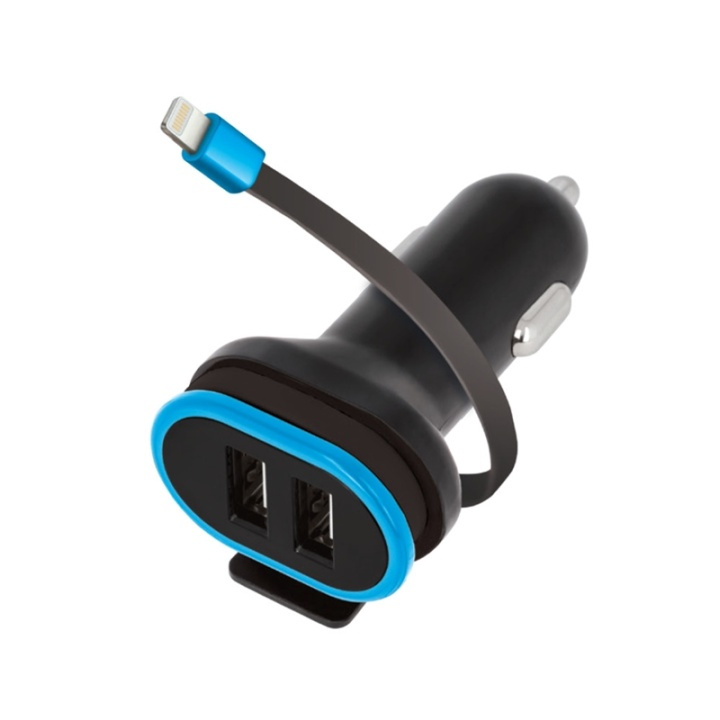 Forever Dual USB autolaturi CC-02 3A ja iPhone 8-nastainen kaapeli ryhmässä ÄLYPUHELIMET JA TABLETIT / Laturit & Kaapelit / Autolaturi / Autolaturi Lightning @ TP E-commerce Nordic AB (38-72539)