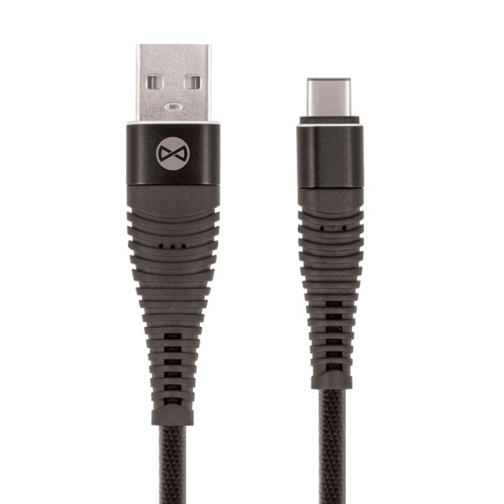Forever Shark - USB type-C-kaapeli, musta ryhmässä ÄLYPUHELIMET JA TABLETIT / Laturit & Kaapelit / Kaapelit / Tyyppi C -kaapelit @ TP E-commerce Nordic AB (38-72561)
