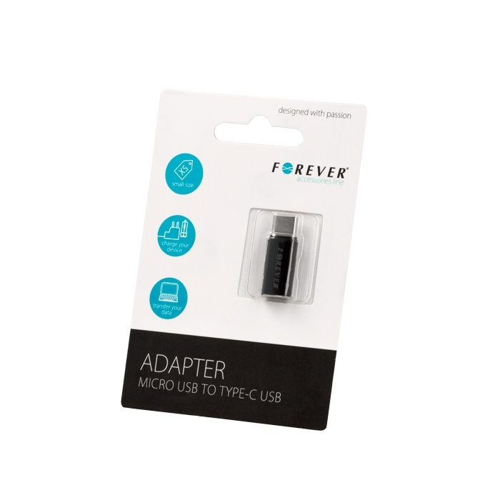 Forever microUSB-USB-C-tyyppi-C-sovitin ryhmässä ÄLYPUHELIMET JA TABLETIT / Laturit & Kaapelit / Sovittimet @ TP E-commerce Nordic AB (38-72582)