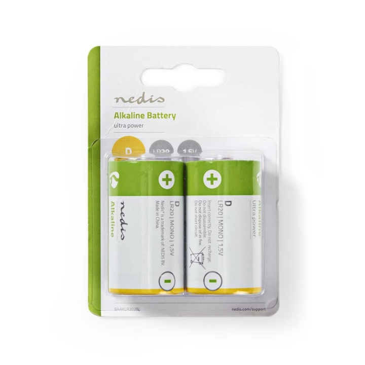 Nedis Alkaliparisto D | 1.5 V DC | 2 Kpl pakkaus ryhmässä KODINELEKTRONIIKKA / Paristot & Laturit / Akut / Muut @ TP E-commerce Nordic AB (38-72970)