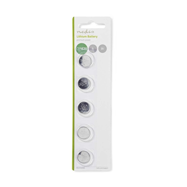 Nedis Litiumnappiparisto CR1620 | 3 V DC | 5 Kpl pakkaus ryhmässä KODINELEKTRONIIKKA / Paristot & Laturit / Akut / Nappiparistot @ TP E-commerce Nordic AB (38-72984)
