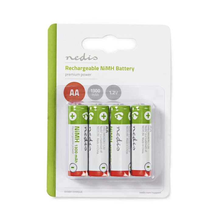 Nedis Ladattava Ni-MH-Akku AA | 1.2 V DC | 1300 mAh | 4 Kpl pakkaus ryhmässä KODINELEKTRONIIKKA / Paristot & Laturit / Ladattavat paristot / AA @ TP E-commerce Nordic AB (38-72995)