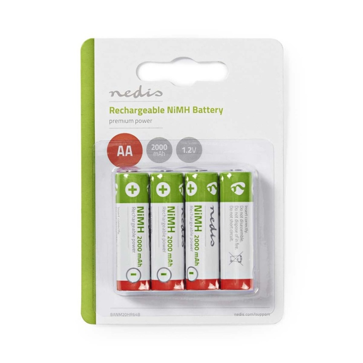 Nedis Ladattava Ni-MH-Akku AA | 1.2 V DC | 2000 mAh | 4 Kpl pakkaus ryhmässä KODINELEKTRONIIKKA / Paristot & Laturit / Ladattavat paristot / AA @ TP E-commerce Nordic AB (38-72996)