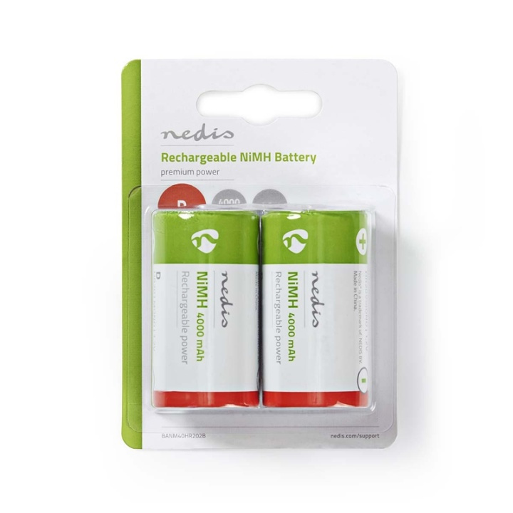 Nedis Ladattava Ni-MH-Akku D | 1.2 V DC | 4000 mAh | Esiladattu | 2 Kpl pakkaus | HR20 ryhmässä KODINELEKTRONIIKKA / Paristot & Laturit / Ladattavat paristot / Muut @ TP E-commerce Nordic AB (38-72999)
